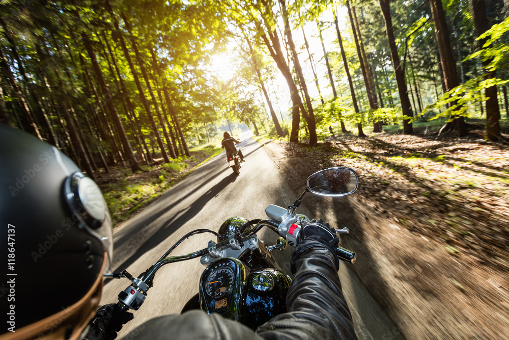 Fototapeta premium Motorcycle drivers riding on motorway