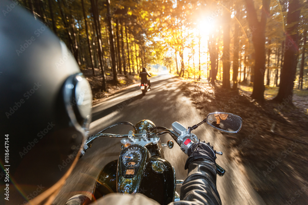 Fototapeta premium Motorcycle drivers riding on motorway