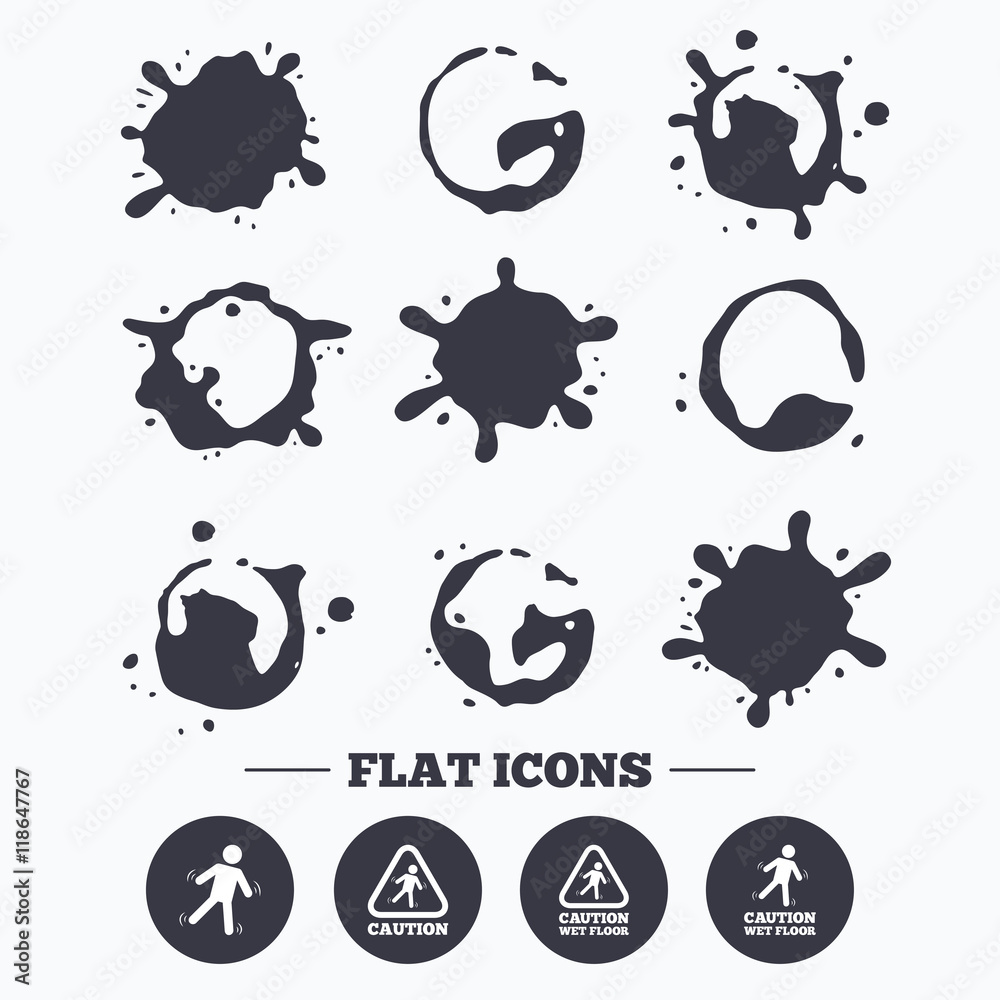 Caution wet floor icons. Human falling signs. Caution wet floor icons. Human falling signs.