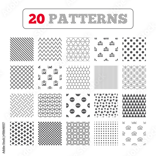 Quiz icons. Checklist and brainstorm symbols.