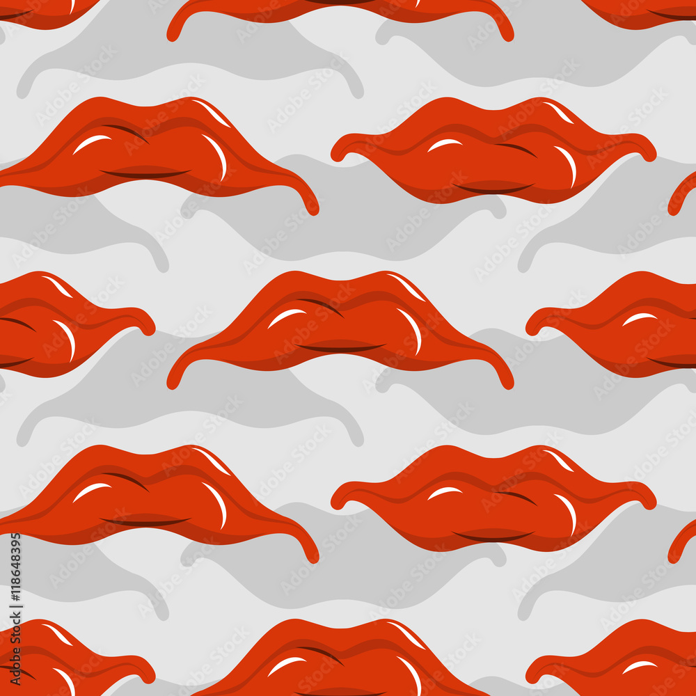 Red lips seamless pattern. Pleased with mouth background. Romant Red lips seamless pattern. Pleased with mouth background. Romant