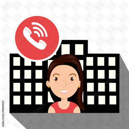 woman hotel service building vector illustration design
