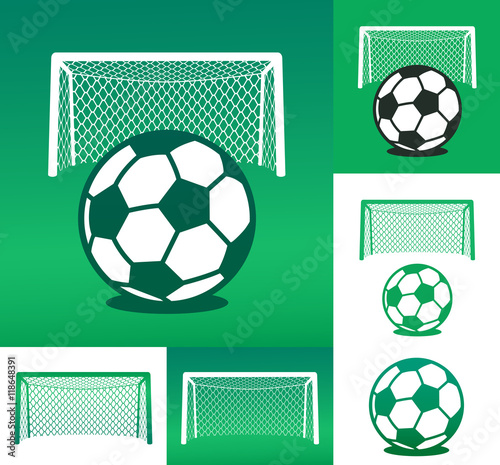 Graphic advertising design composed of soccer ball