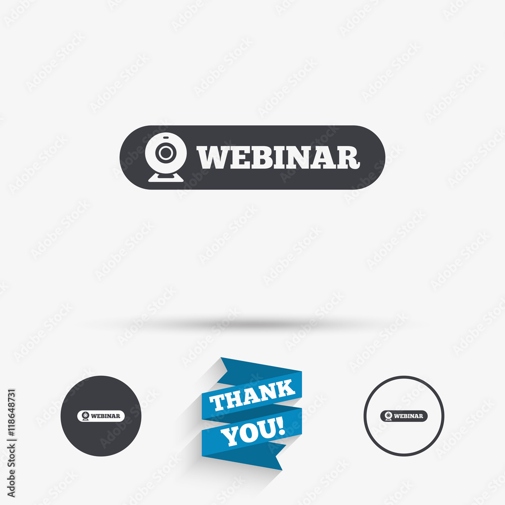 Webinar web camera sign icon. Online Web study. Webinar web camera sign icon. Online Web study.