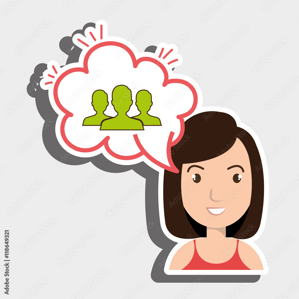 woman technology bublle speak vector illustration design woman technology bublle speak vector illustration design