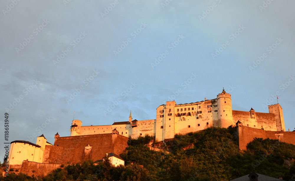View of Hohensalzburg Fortress in Salzburg Austria.