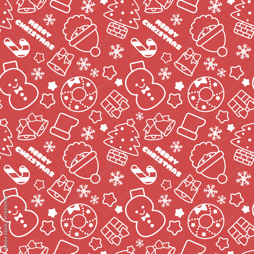 クリスマスランダム柄 シームレス 連続 繋がる パターン 赤 背景素材 Stock Illustration Adobe Stock