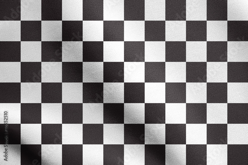 Checkered racing flag waving with fabric texture