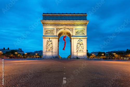 Arc de Triomphe Paris and Champs Elysees with a large France