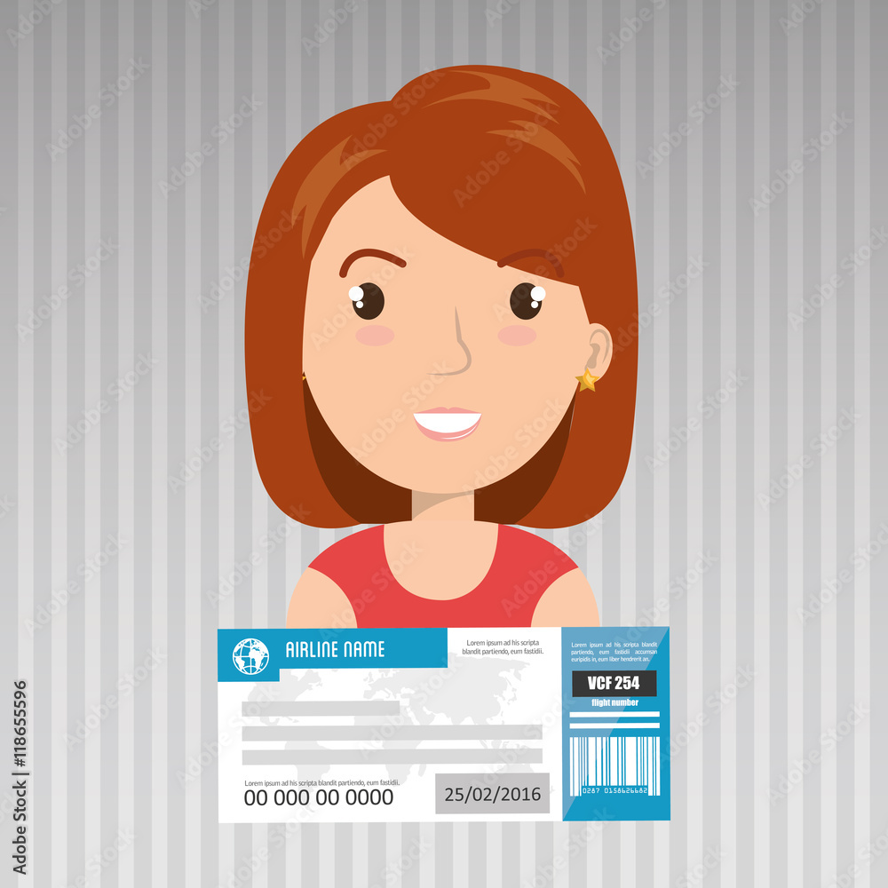 woman ticket travel icon vector illustration design woman ticket travel icon vector illustration design