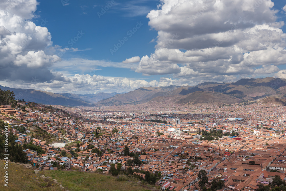 View of the city of Cusco from the siteSaqsaywaman