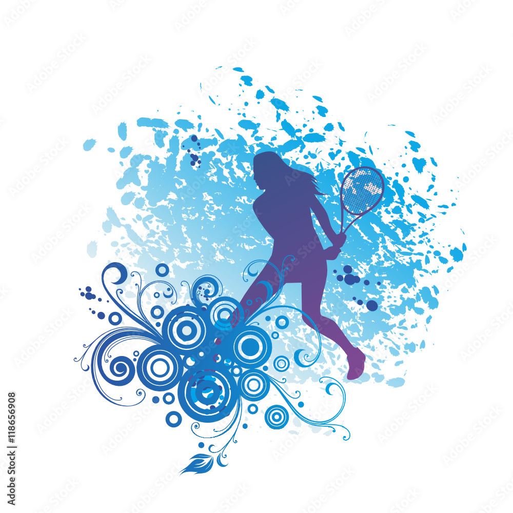 Obraz premium Tennis Player Silhouette 