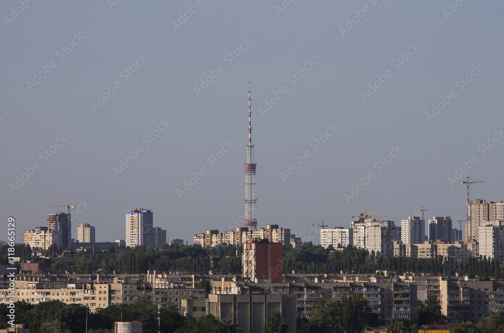 Fototapeta premium Roofs of houses. View from the bird's-eye . Kiev, Ukraine