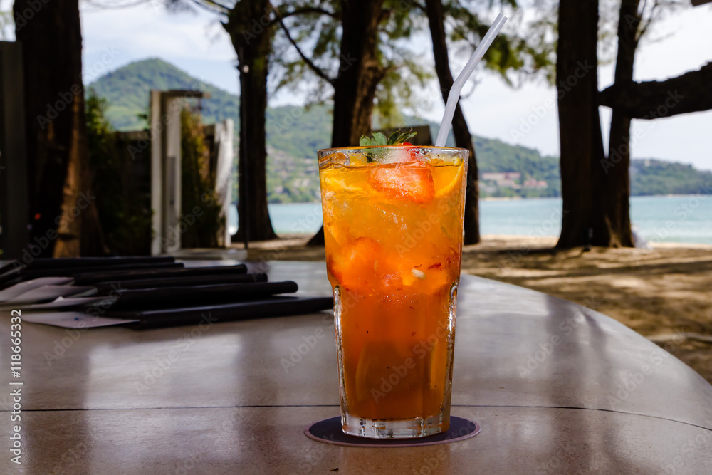 Orange cocktail with ice