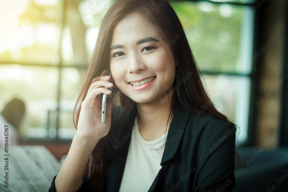 Businessmen and women are using mobile and touch smart phone for Businessmen and women are using mobile and touch smart phone for