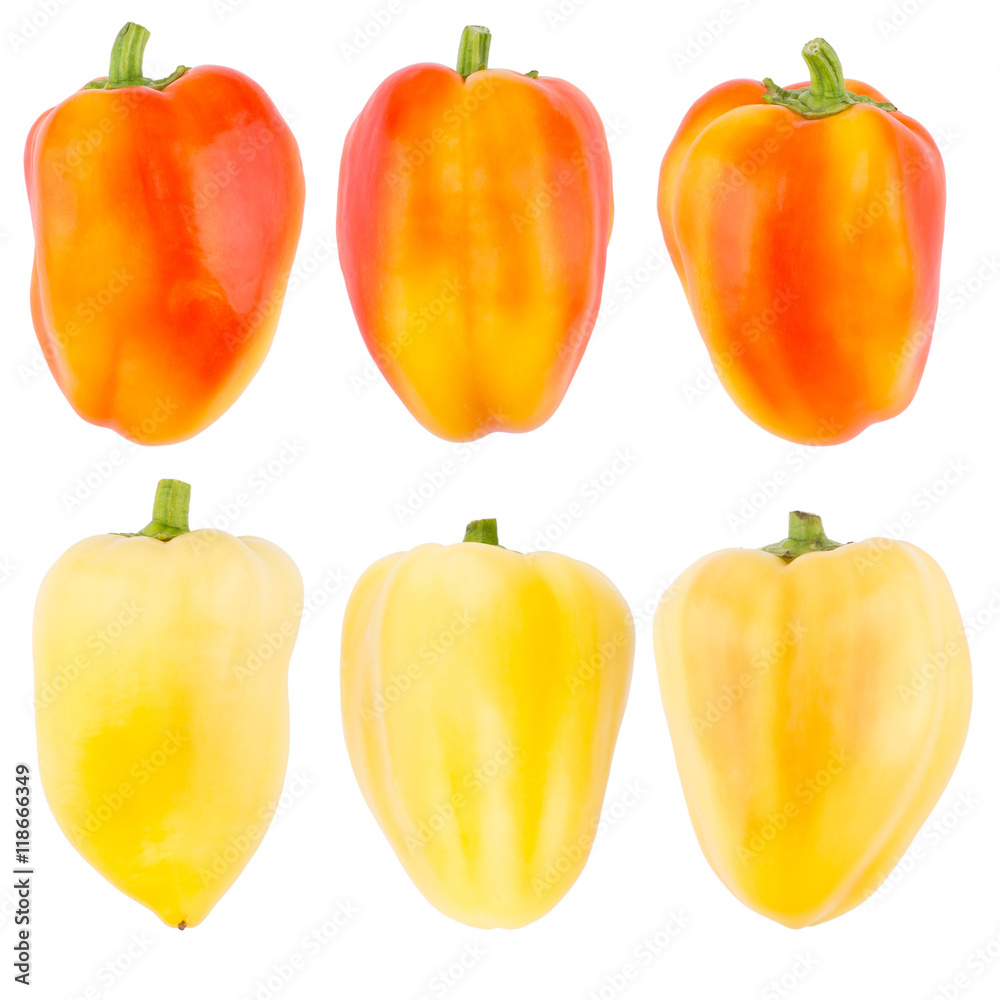 Collection of fresh colored peppers isolated on white background Collection of fresh colored peppers isolated on white background