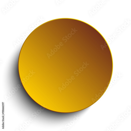 Gold circle button on white background.