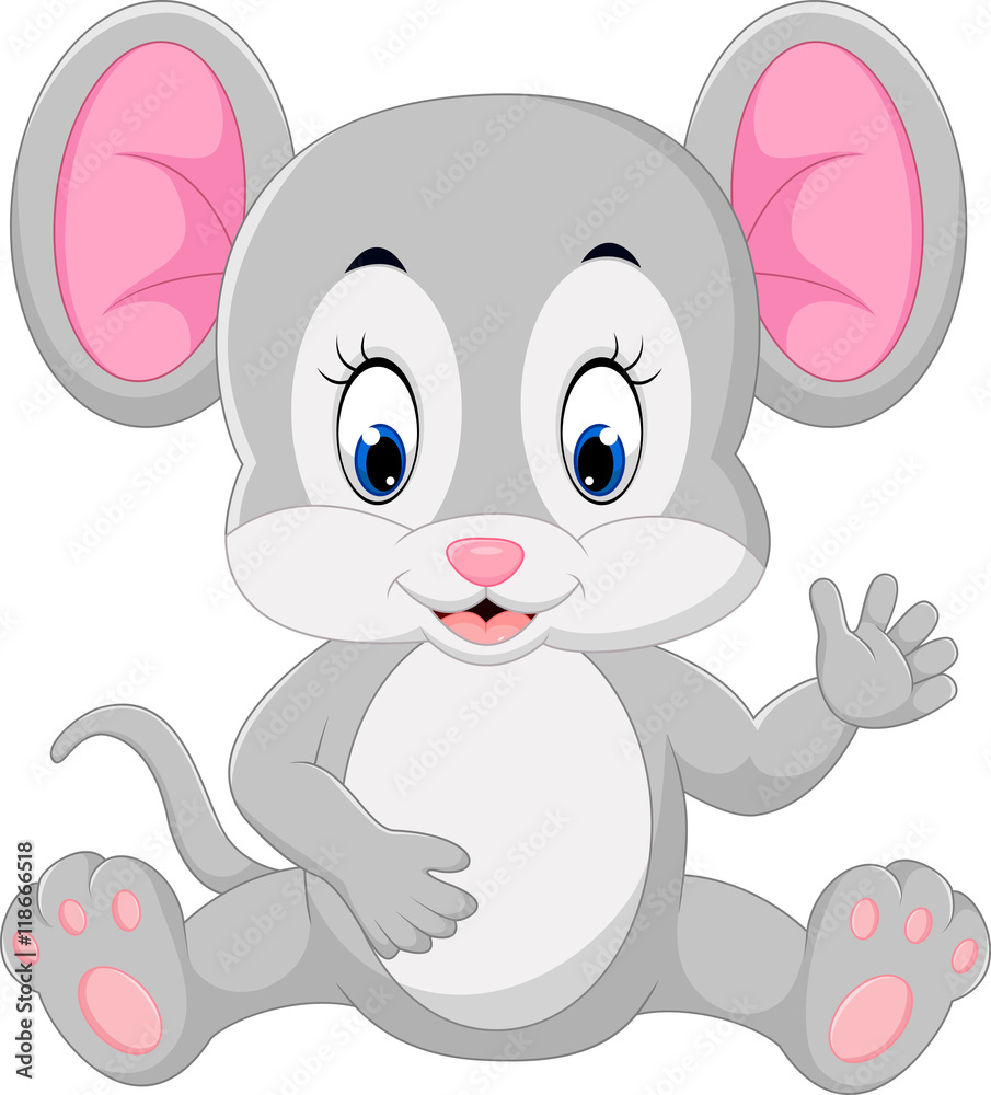 Cute mouse cartoon waving