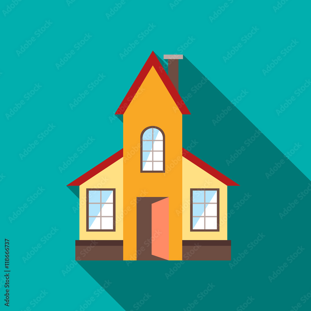 Abstract modern house icon in flat style with long shadow Abstract modern house icon in flat style with long shadow