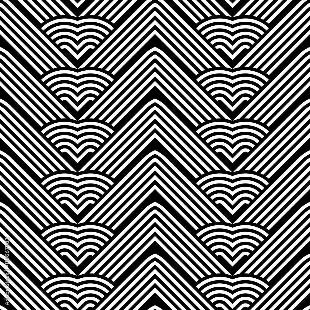 Design seamless monochrome interlaced pattern Design seamless monochrome interlaced pattern