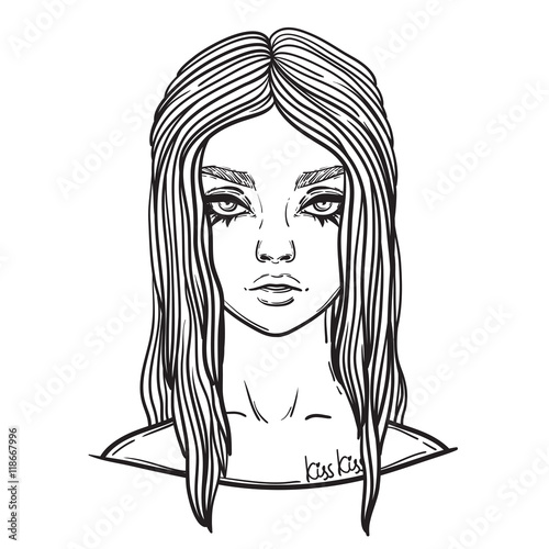 beautiful gothic girl. occult illustration