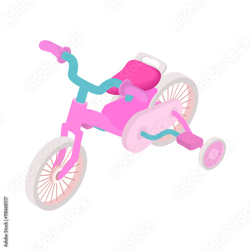 Pink trike icon in cartoon style on a white background