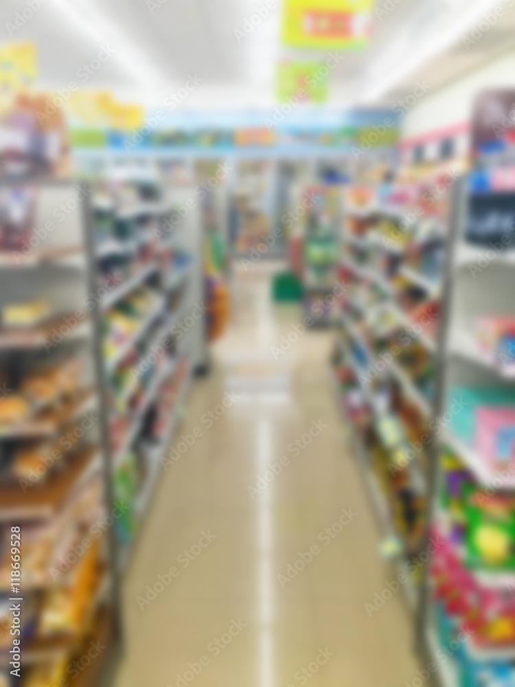 Blurred convenience store