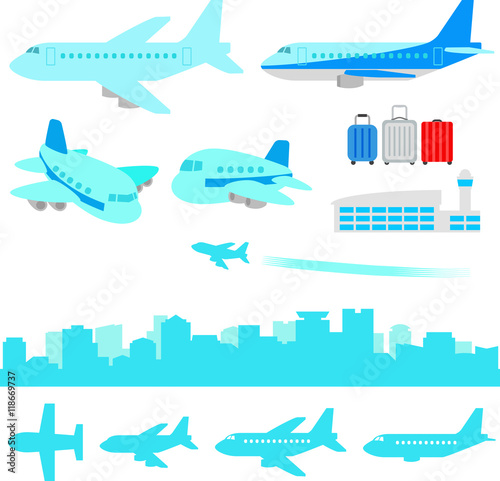 飛行機のイラストセット
