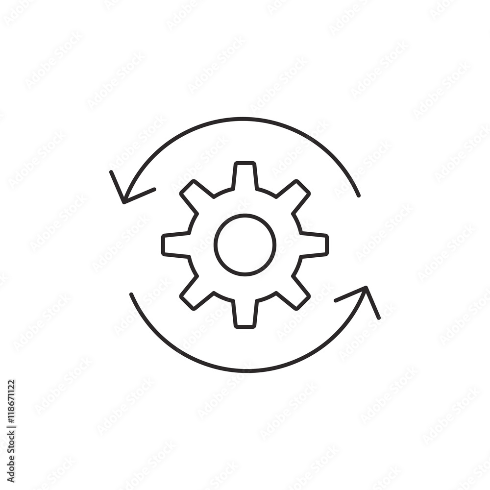 Outline gear icon isolated on white background