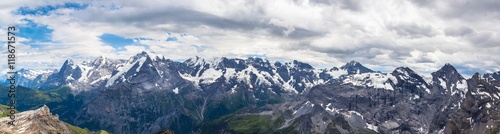 Panorama view of Swiss Alps on Bernese Oberland