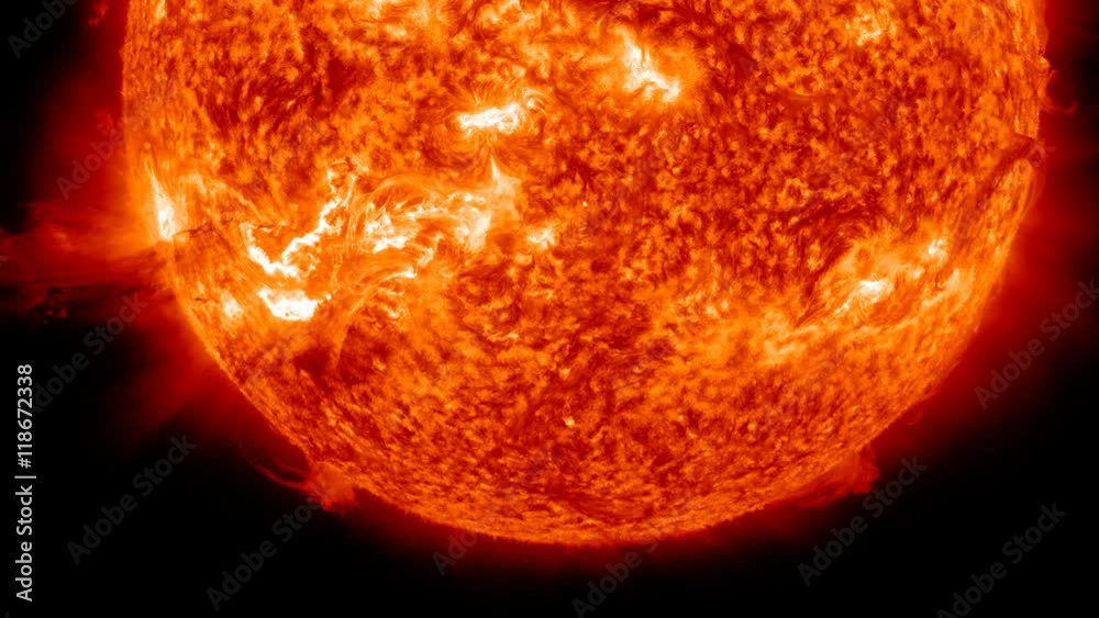 Huge solar flare at the sun 4K UHD. Elements of this image furnished by NASA