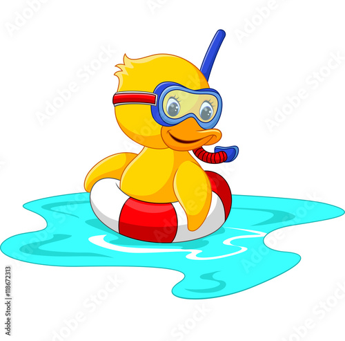 duck diver with swimming belt sitting