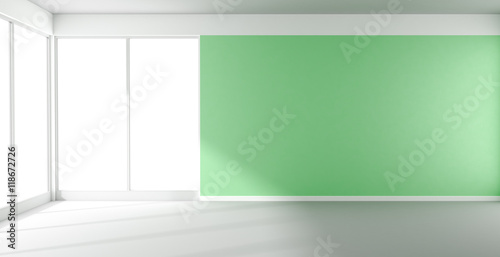 Wallpaper Mural Empty room with green wall and panoramic window Torontodigital.ca