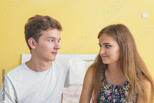 Portrait teenage couple 