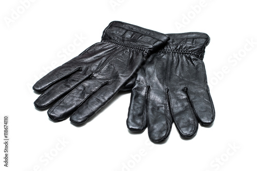 One pair of black artificial leather gloves