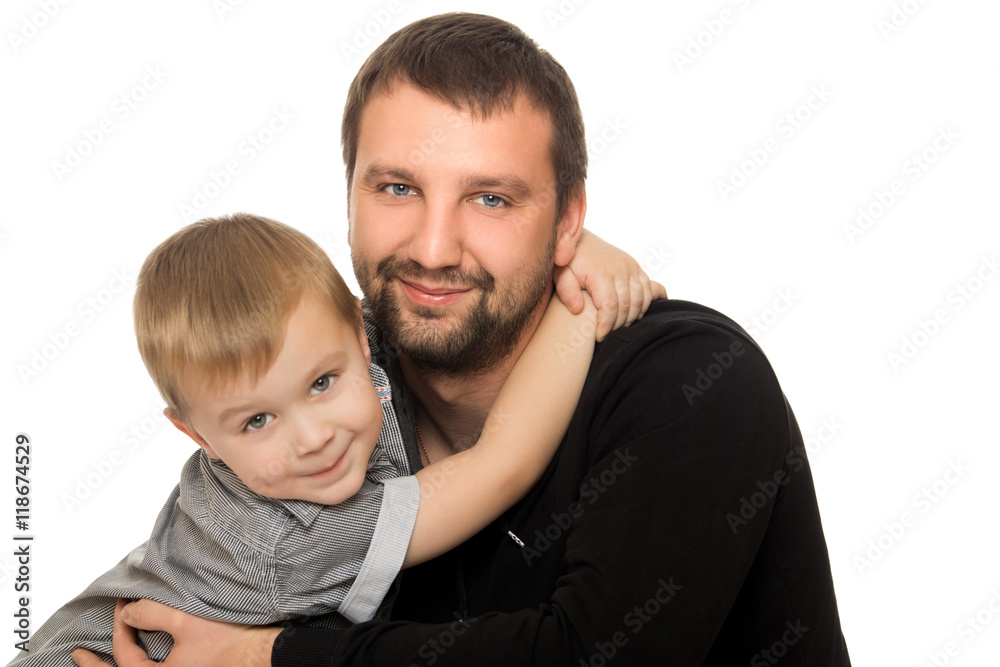 Father and son hugging Father and son hugging