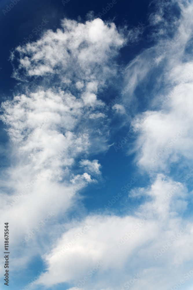 stratocumulus clouds and the dark blue sky