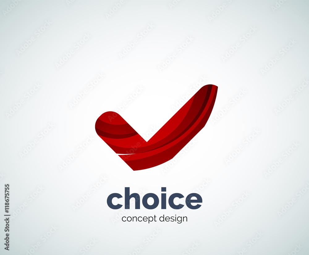 Vector choice concept, tick logo template