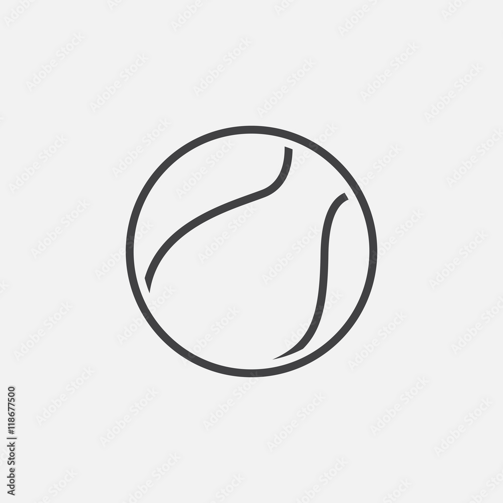 tennis ball line icon, outline vector logo illustration, linear pictogram isolated on white