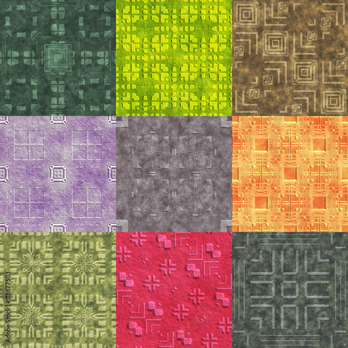 Set of stone pattern generated seamless textures