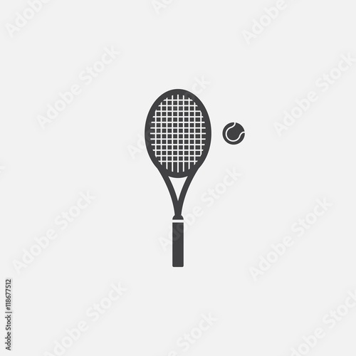 Tennis racket with ball icon vector, solid logo illustration, pictogram isolated on white