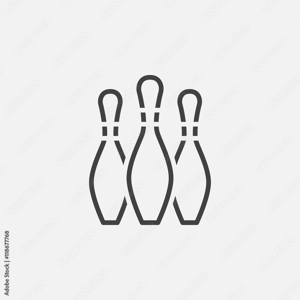 Bowling skittles line icon, outline vector logo illustration, linear pictogram isolated on white