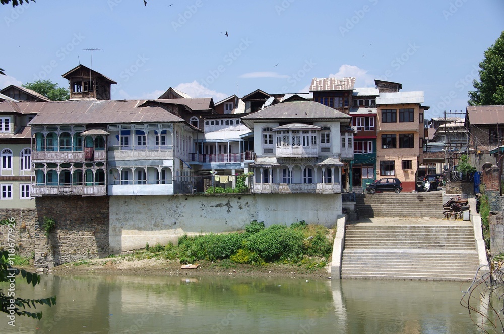 Old city of Srinagar in Kashmir, India