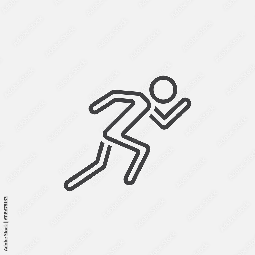 Running line icon, outline vector logo illustration, linear pictogram isolated on white Running line icon, outline vector logo illustration, linear pictogram isolated on white