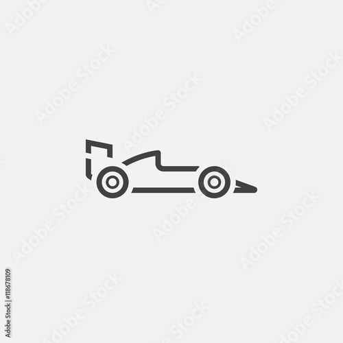 racing car line icon, outline vector logo illustration, linear pictogram isolated on white