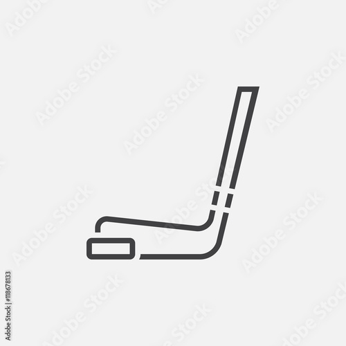 hockey stick and puck line icon, outline vector logo illustration, linear pictogram isolated on white