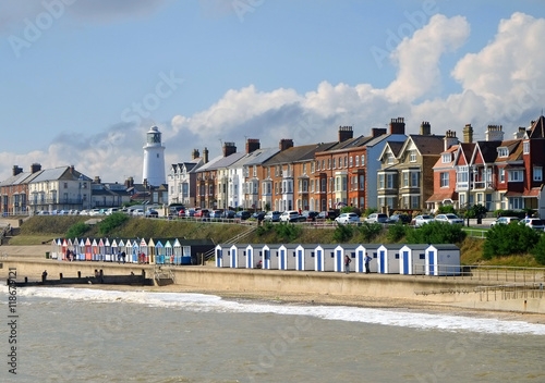 Fototapeta Southwold busy promenade, a popular Suffolk coast tourist destination