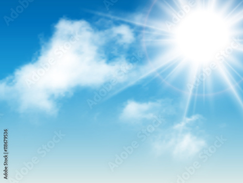 Background with sun and clouds