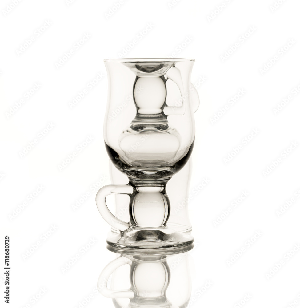 two coffee glass cups isolated on white two coffee glass cups isolated on white
