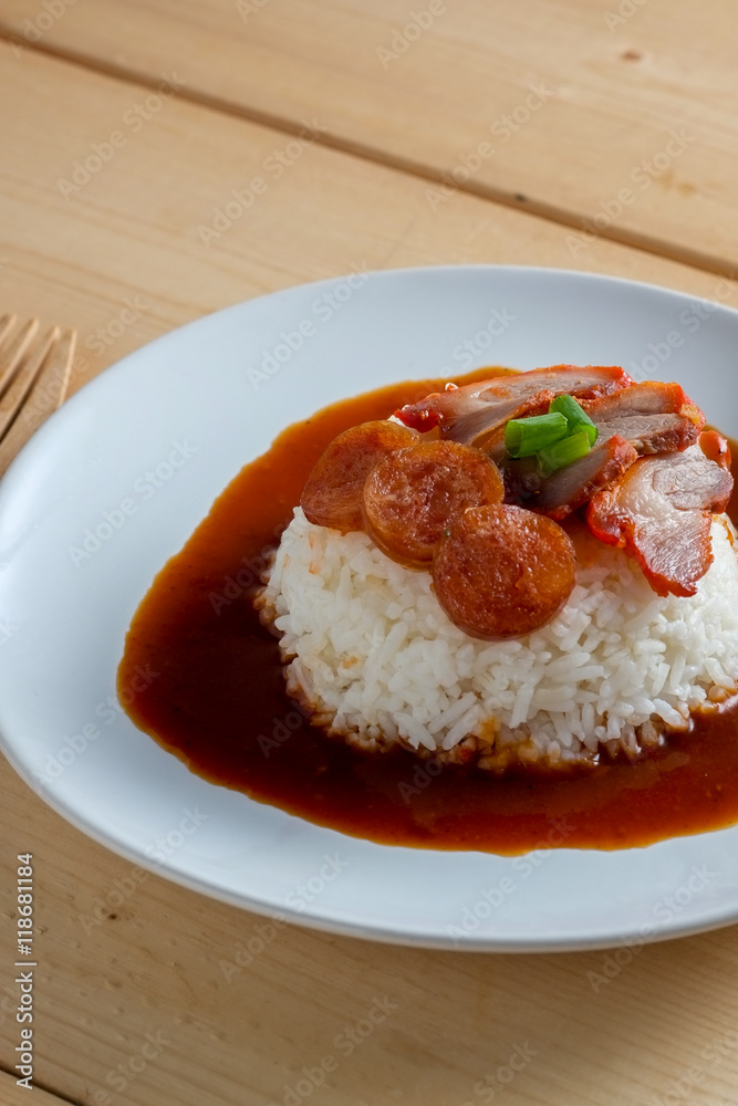 Red pork and Rice , thai food Red pork and Rice , thai food